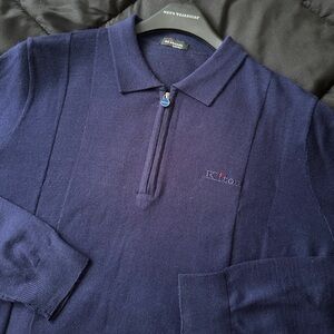 Kiton Vintage Deep Blue Half-Zip Sweater